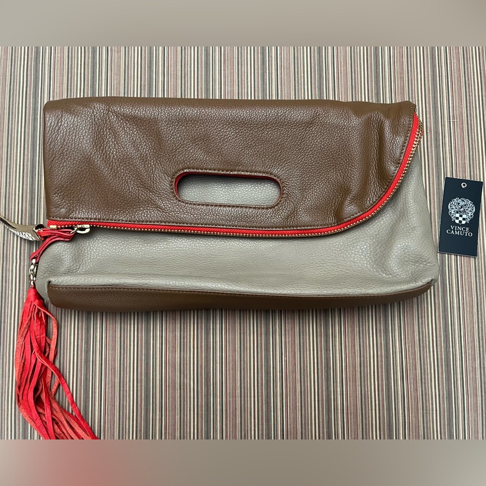 Vince Camuto Leather Foldover Clutch - new